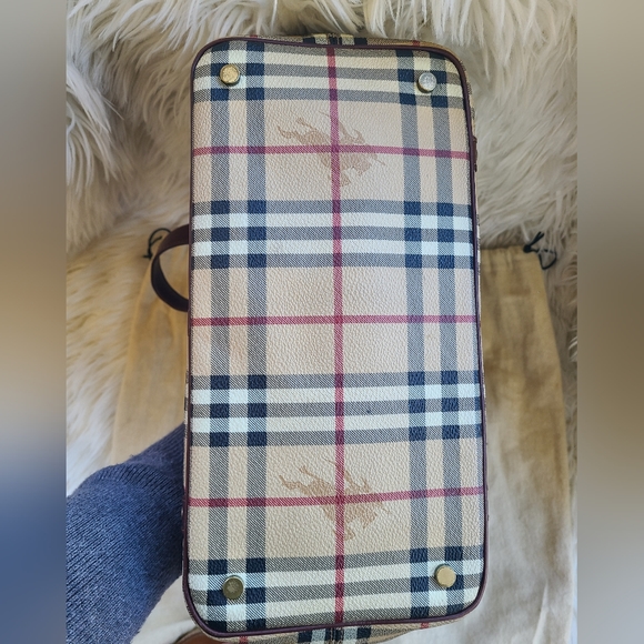 BURBERRY Haymarket Check Buckle Satchel Chocolate - Picture 7 of 16